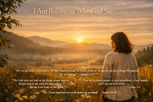 I Am Becoming Who God Sees Jazzy Faith Designs