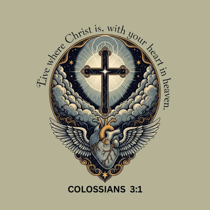 Colossians 3:1 Coaster: Heavenly Heart Christian Cross & Dove - JazzyCrafting