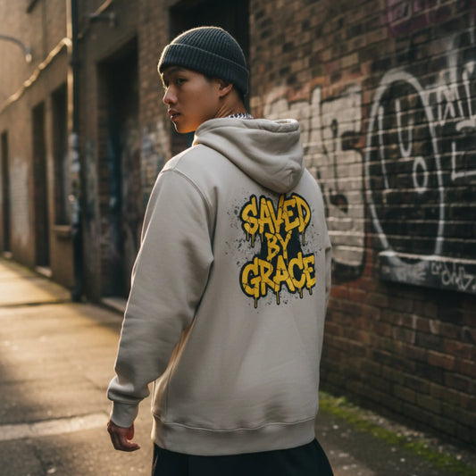 Saved By Grace | Premium UK Christian Streetwear Hoodie Jazzy Faith Designs