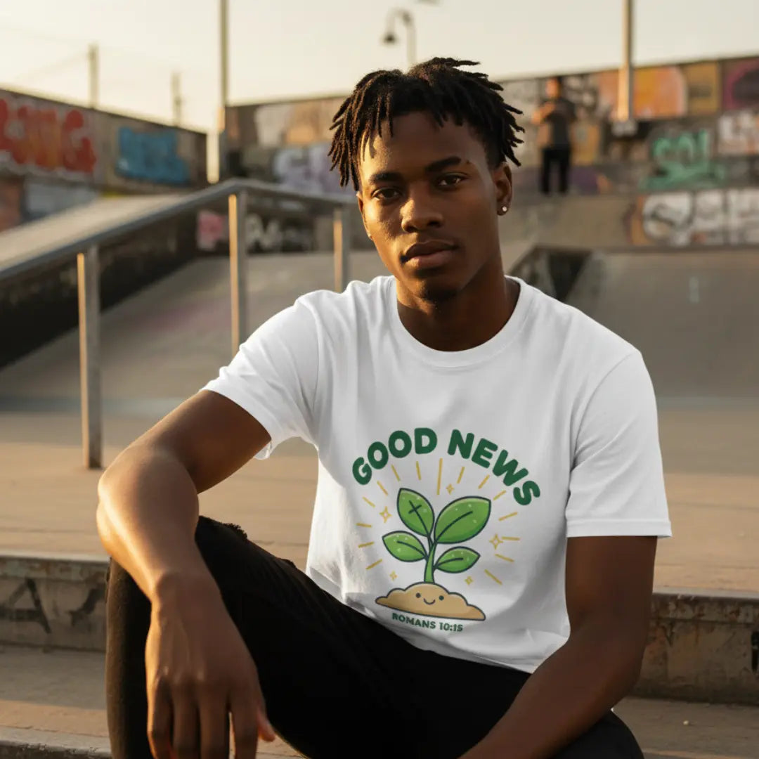 The 'Good News' Sprout | Funny Christian Christmas T-Shirt (Festive Humour) Jazzy Faith Designs