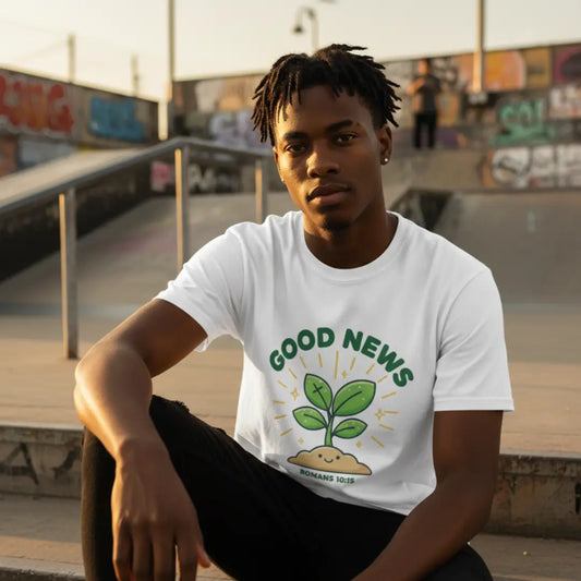 The 'Good News' Sprout | Funny Christian Christmas T-Shirt (Festive Humour) Jazzy Faith Designs
